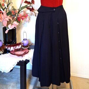 Vintage Mister Leonard Navy Blue Pure Virgin Wool Midi VTG Skirt Pants